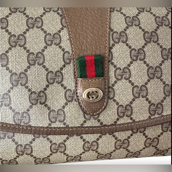π― Authentic Gucci Vintage GG Sherry Line PVC Clutch - Picture 6 of 8